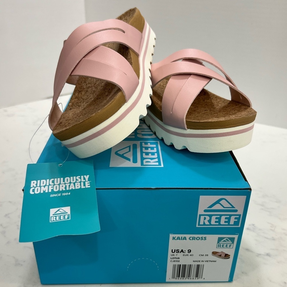 Reef Blush Pink Cork Slide Sandals - Picture 9 of 11